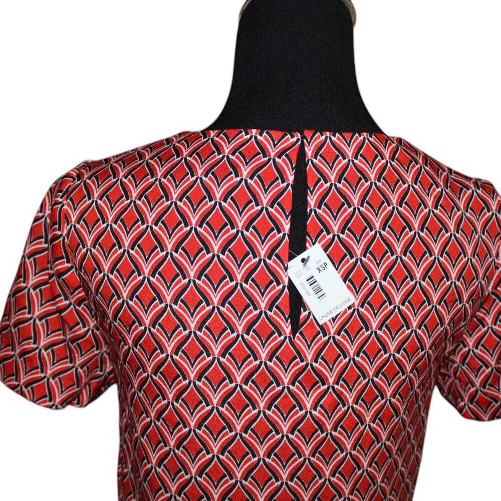 The Limited Women's Red Blue Shift Sheath Modal Shirt Dress XSP NWT'S - Picture 10 of 14